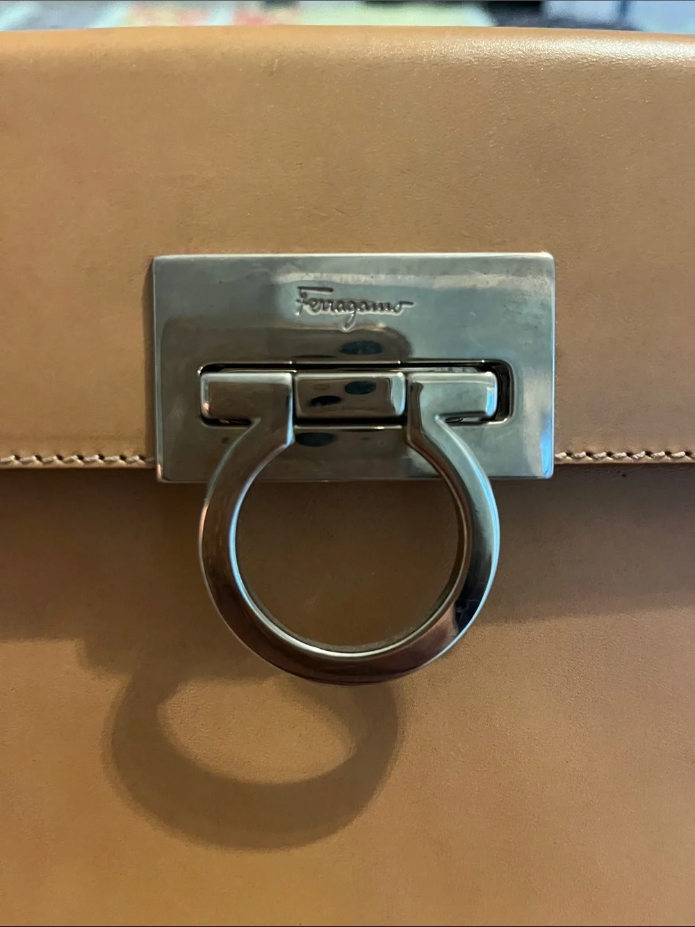 Salvatore Ferragamo Caramel Brown Leather Top-Handle Satchel